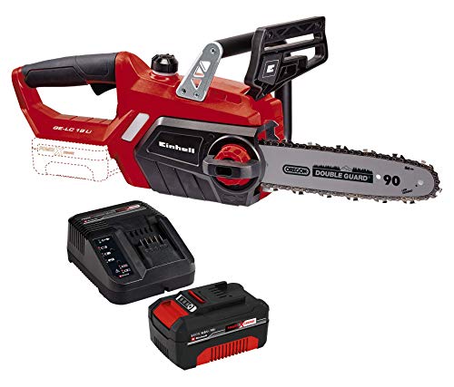 Einhell Akku-Kettensäge GE-LC 18/25 Li Power X-Change (18V, 25 cm Schwertlänge, Rückschlagschutz, Kettenfangbolzen, inkl. 4,0 Ah Akku und Ladegerät)