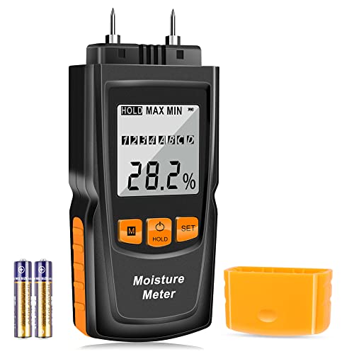 RUZIZAO Feuchtigkeitsmessgerät Holz Feuchtigkeitsmesser Brennholz für Wände Humidity Meter Feuchtigkeitsdetektor für Brennholz Holz Baustoffe Zementmörtel Kalkmörtel（Großes Display 8 Modi）