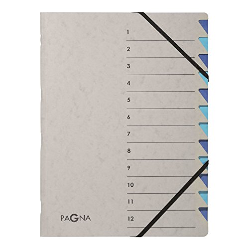 Pagna 44312-02 Ordnungsmappe 12 Fächer Easy Grey 1-12 blau