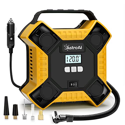 AstroAI Luftkompressor Kompressor Tragbare Luftpumpe für Auto, 12V DC Integrierte Metallstruktur Reifenfüller 160PSI mit LED-Licht für Autos, Fahrräder, Motorräder usw. Ideal Geschenk