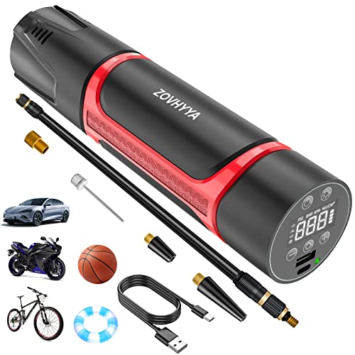 ZOVHYYA Akku Luftpumpe 150PSI Elektrische Luftpumpe 4500mAh Mini Luftkompressor USB Typ-C-Eingang Fahrradpumpe mit Digitalem LED-Licht für Auto Motorrad Ball usw