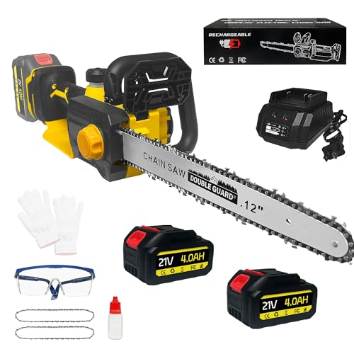 12 Zoll Kettensäge mit Akku 8000mAh, Elektro Kettensäge für Makita 18V Akku, mit Automatischer Öler und Ersatzkette, Handkettensäge Akku für Gartenscheren Astschere Holzschneidenz