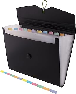 D.RECT 5580 Fächermappe Ordnungsmappe erweiterbar Dokumentenmappen 12 Fächer A4 Schwarz