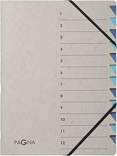 Pagna 44312-02 Ordnungsmappe 12 Fächer Easy Grey 1-12 blau